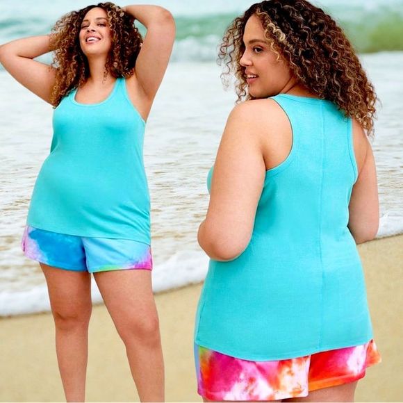 torrid Other - Torrid Teal Blue Super Soft Rib Sleeveless Cover-Up Tank Top Size 2 2XL NWT